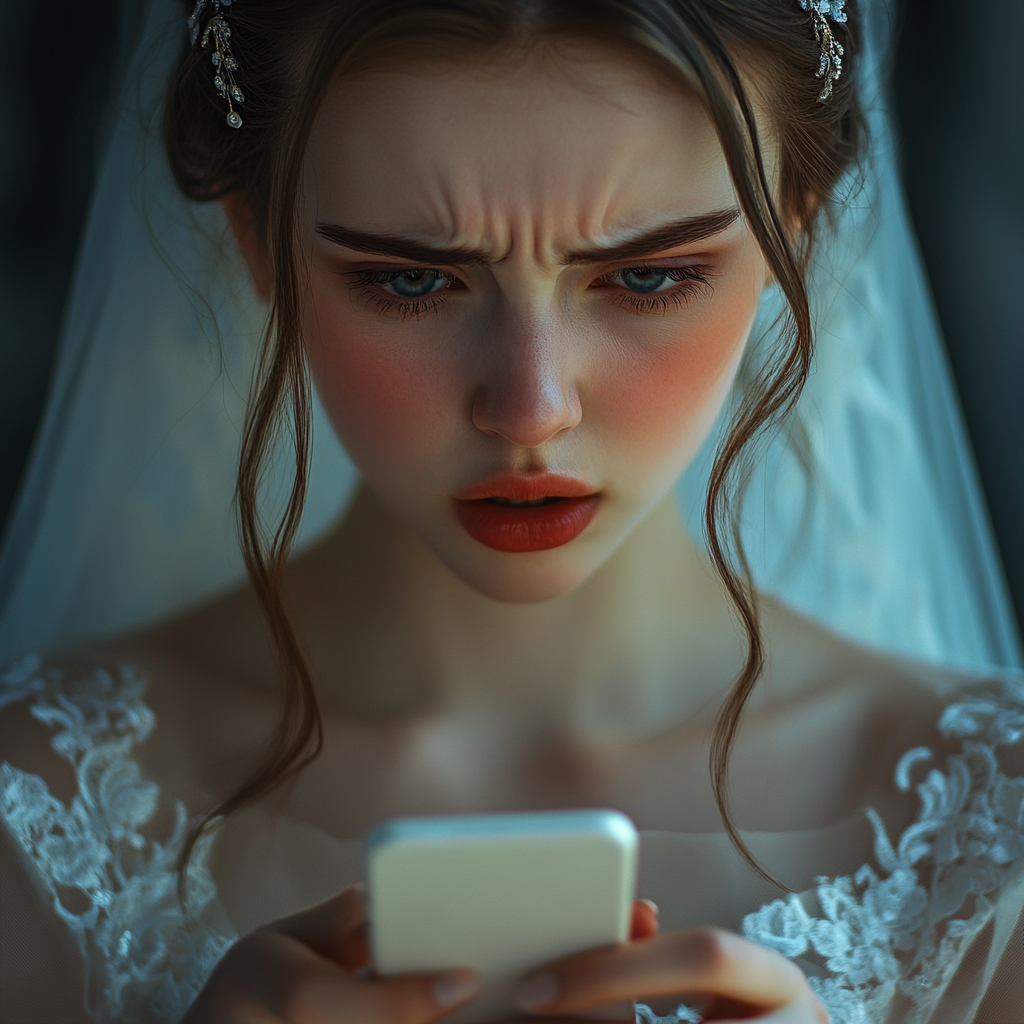 A bride looking at her friend's phone | Source: No source