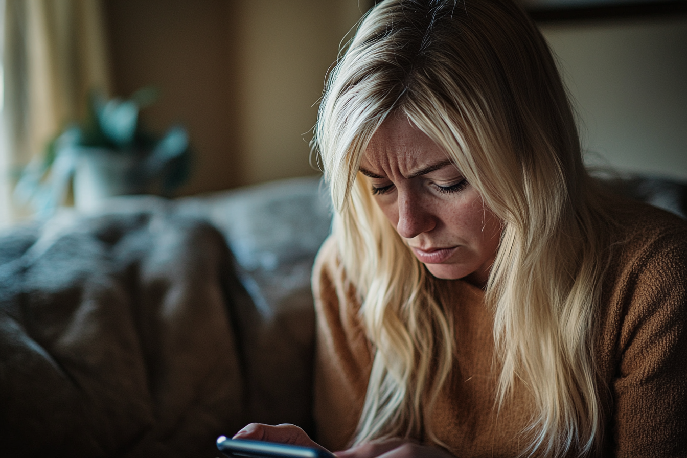 A woman frowning at her phone | Source: No source