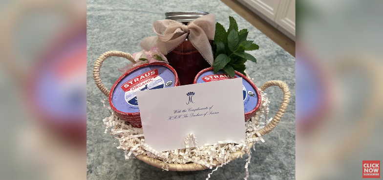 A screenshot of the gift basket from Meghan Markle to Jamie Kern Lima | Source: YouTube/Jamie Kern Lima