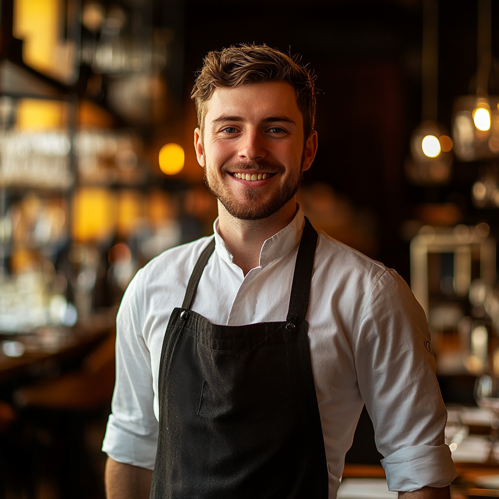 A waiter standing in a restaurant | Source: no source