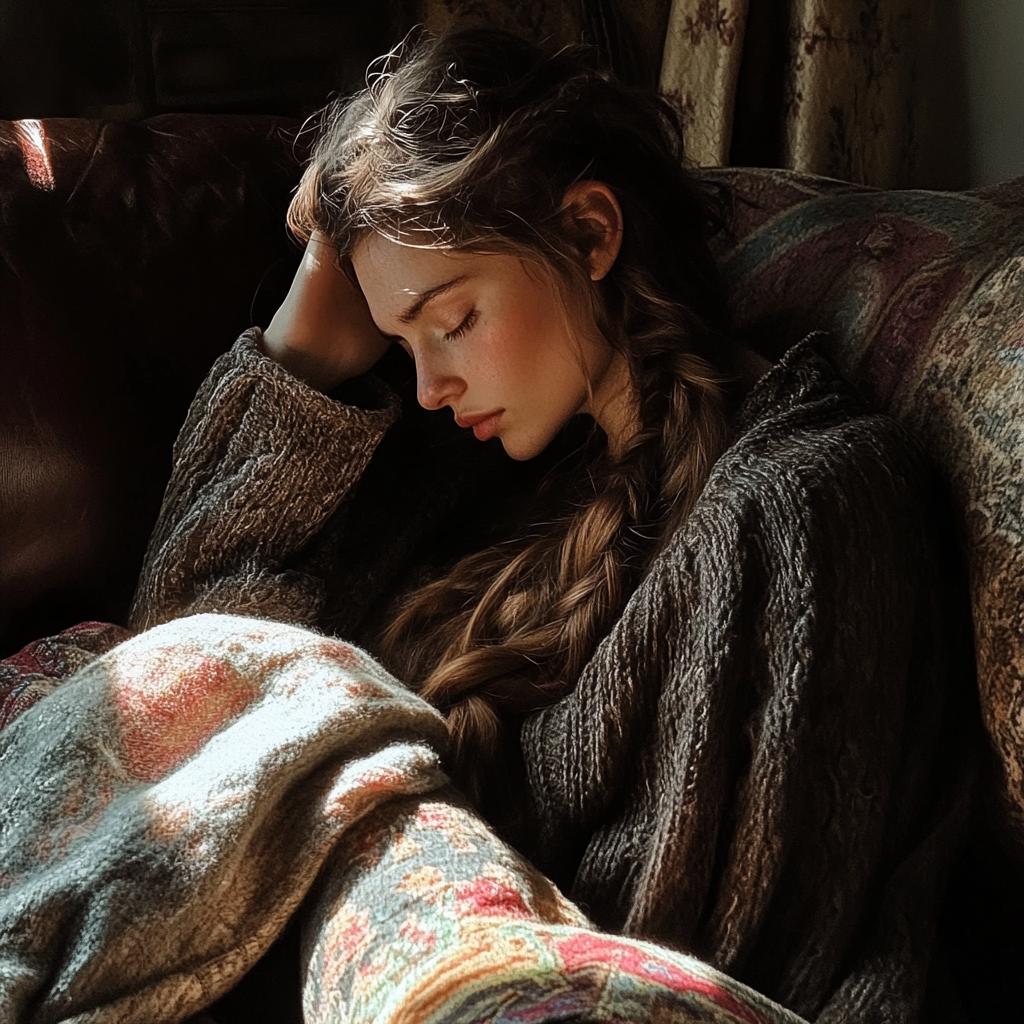 A young woman holding her head | Source: No source