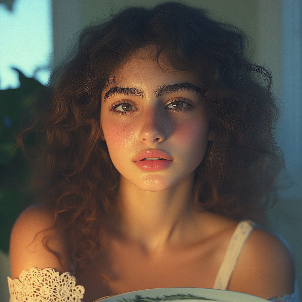 A young woman sitting at a dinner table | Source: No source