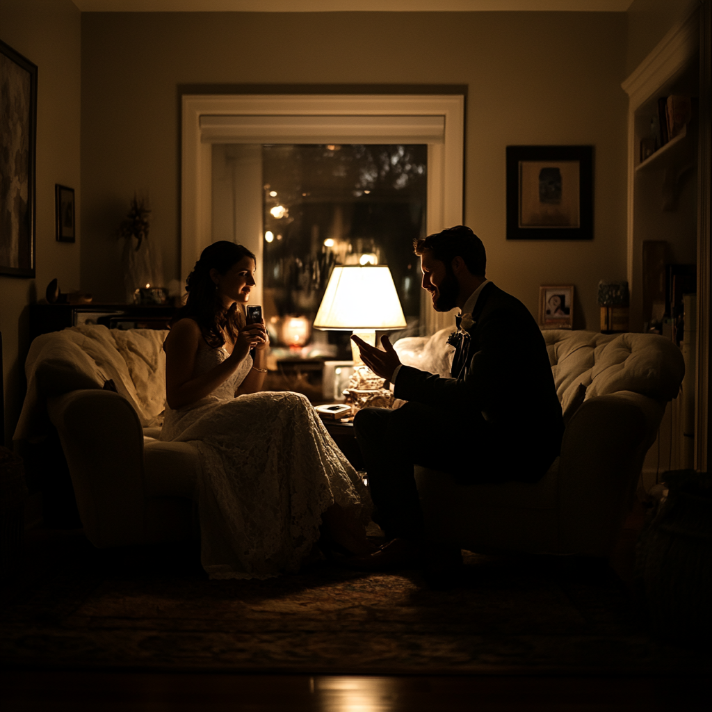 Newly weds having an intimate conversation in their living room | Source: No source