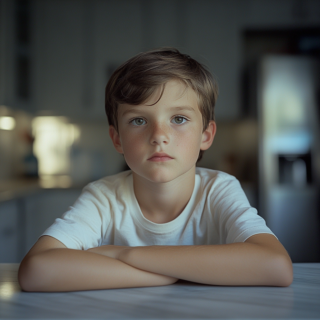 A boy sitting in the kitchen | Source: no source