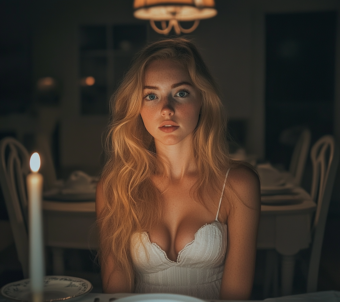 A pensive young woman sitting at a table | Source: no source