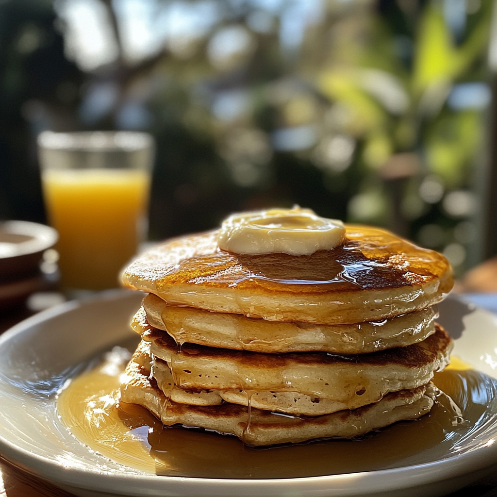 A stack of pancakes on an outdoor table | Source: no source