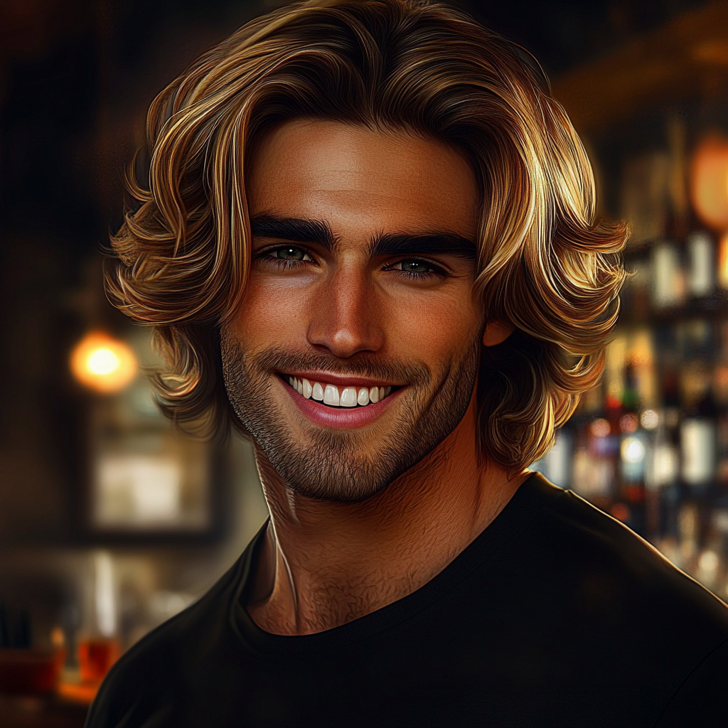 A man smiling in a bar | Source: no source
