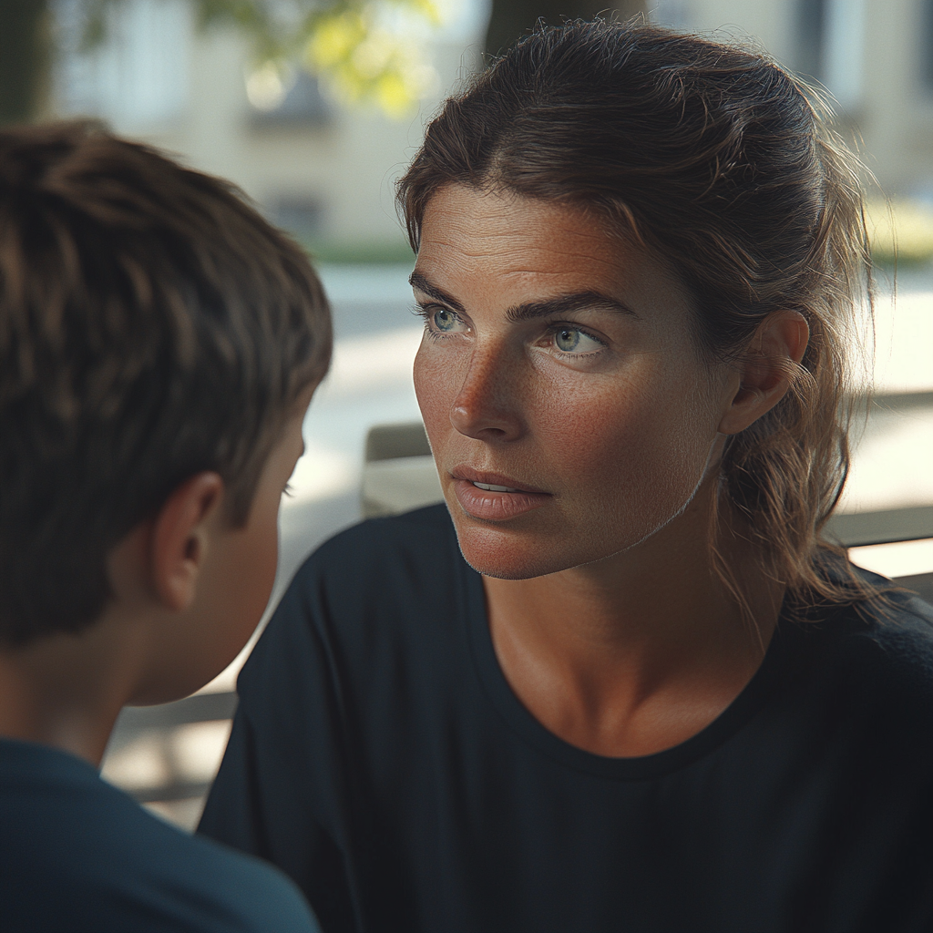 A woman talking to her son | Source: no source