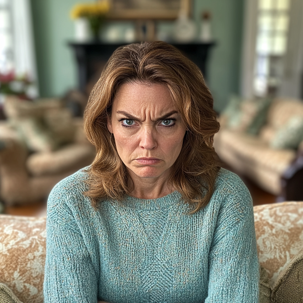 An angry woman in her living room | Source: No source