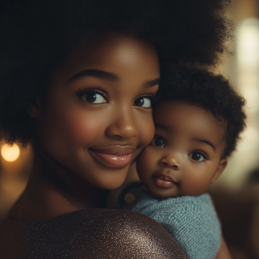 A woman holding her baby | Source: no source