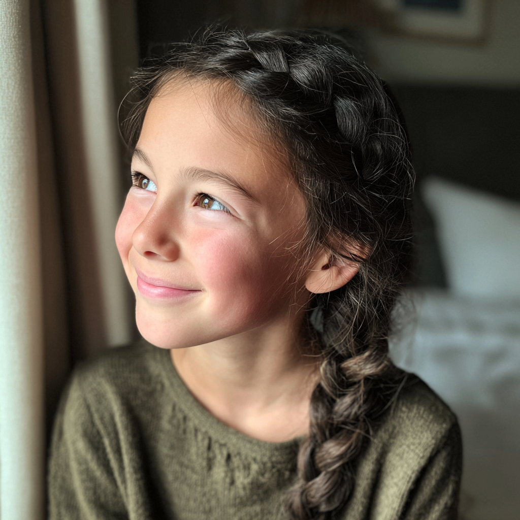A smiling little girl with braided hair | Source:  no source