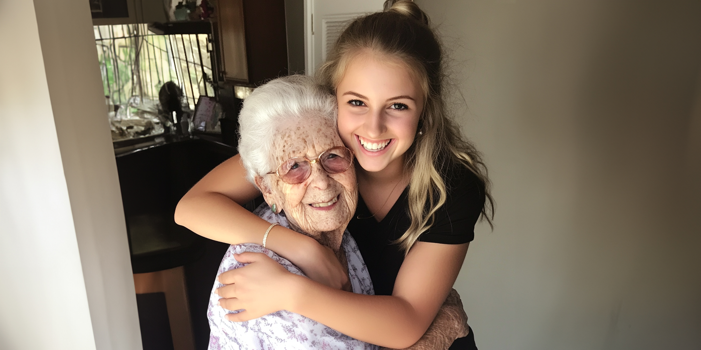 A woman hugging her grandma | Source: No source