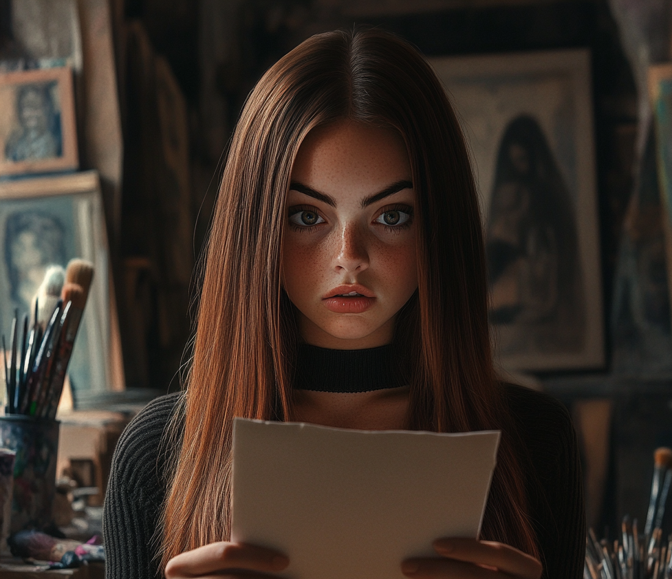 An emotional woman reading a letter | Source: no source