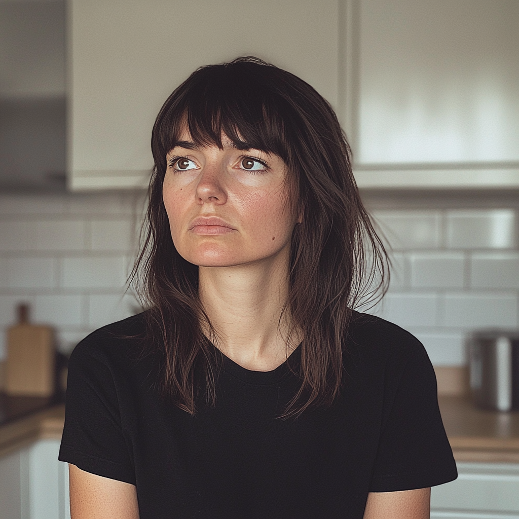A woman standing in a kitchen | Source: no source