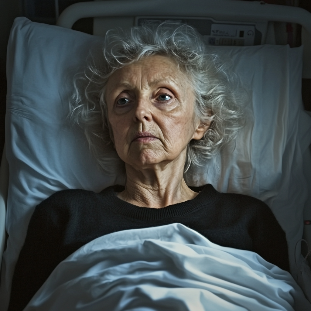 A sick older lady in a hospital ward | Source: No source