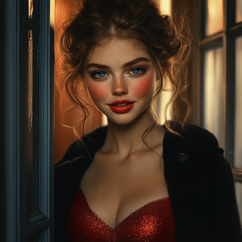 A smiling young woman standing at the doorway | Source: no source
