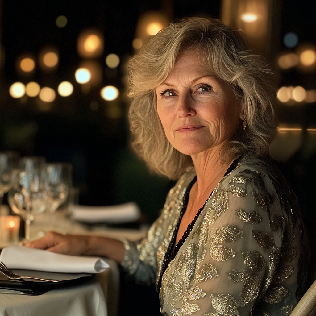 A woman sitting at a table | Source: No source