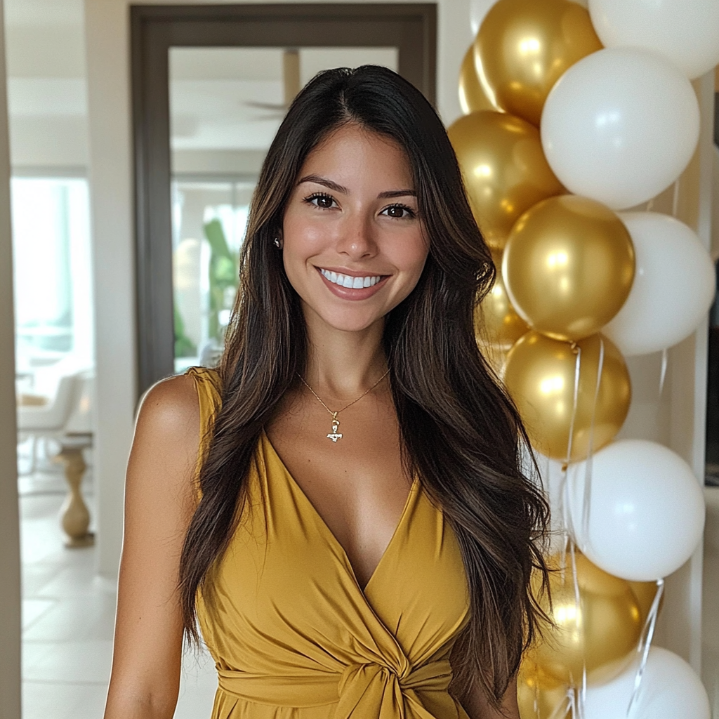 A beautiful woman wearing a mustard dress | Source: no source