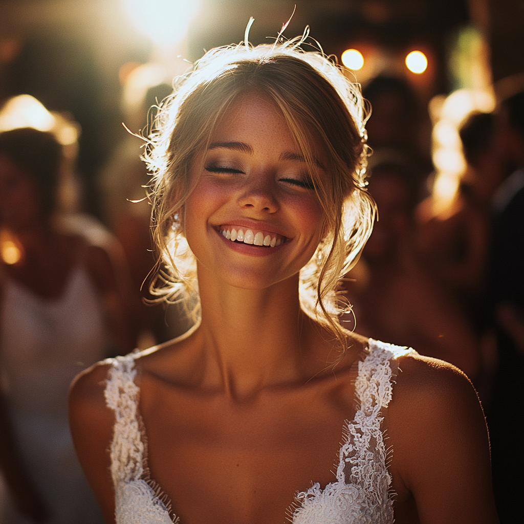 A happy bride dancing | Source: no source