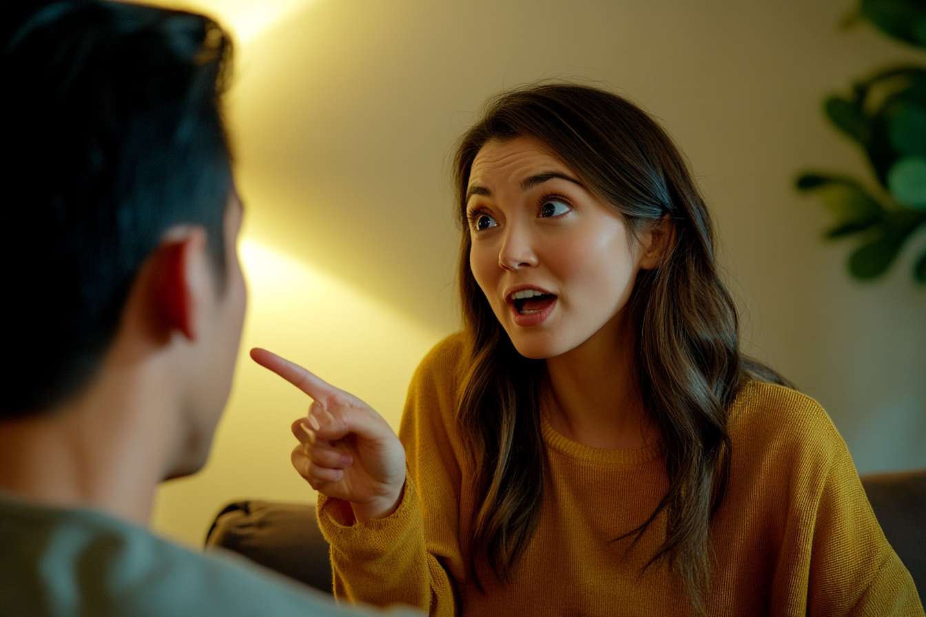 A woman speaking to a man | Source: No source