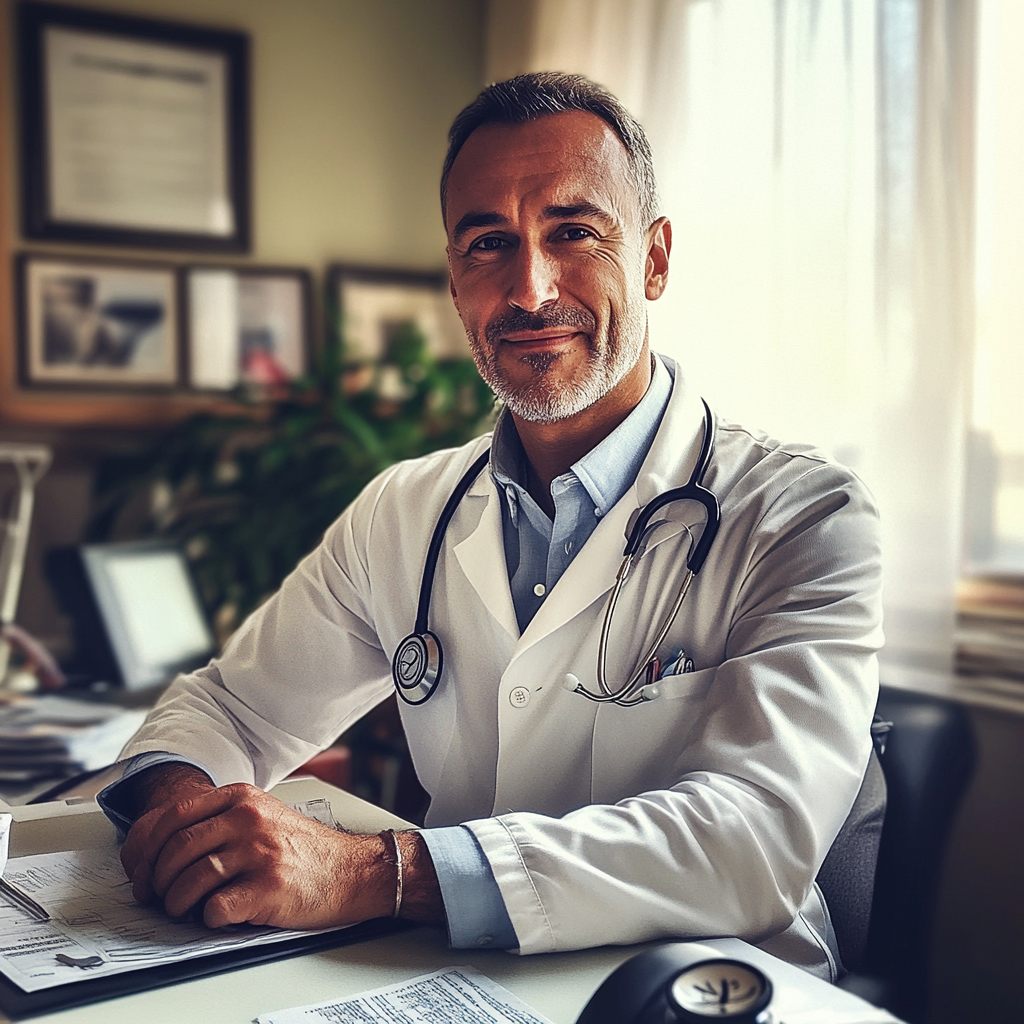 A doctor sitting at his desk | Source: No source