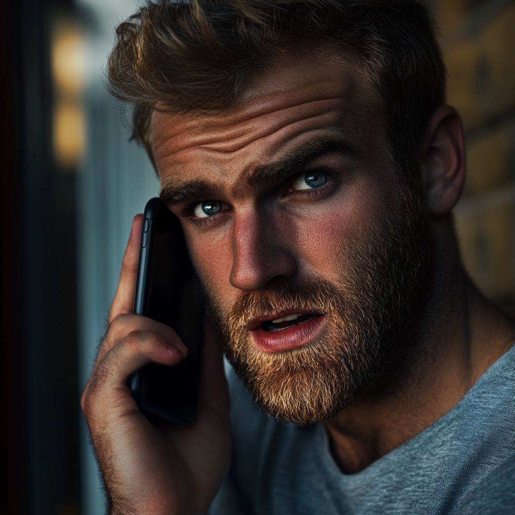 A startled man talking on the phone | Source: no source