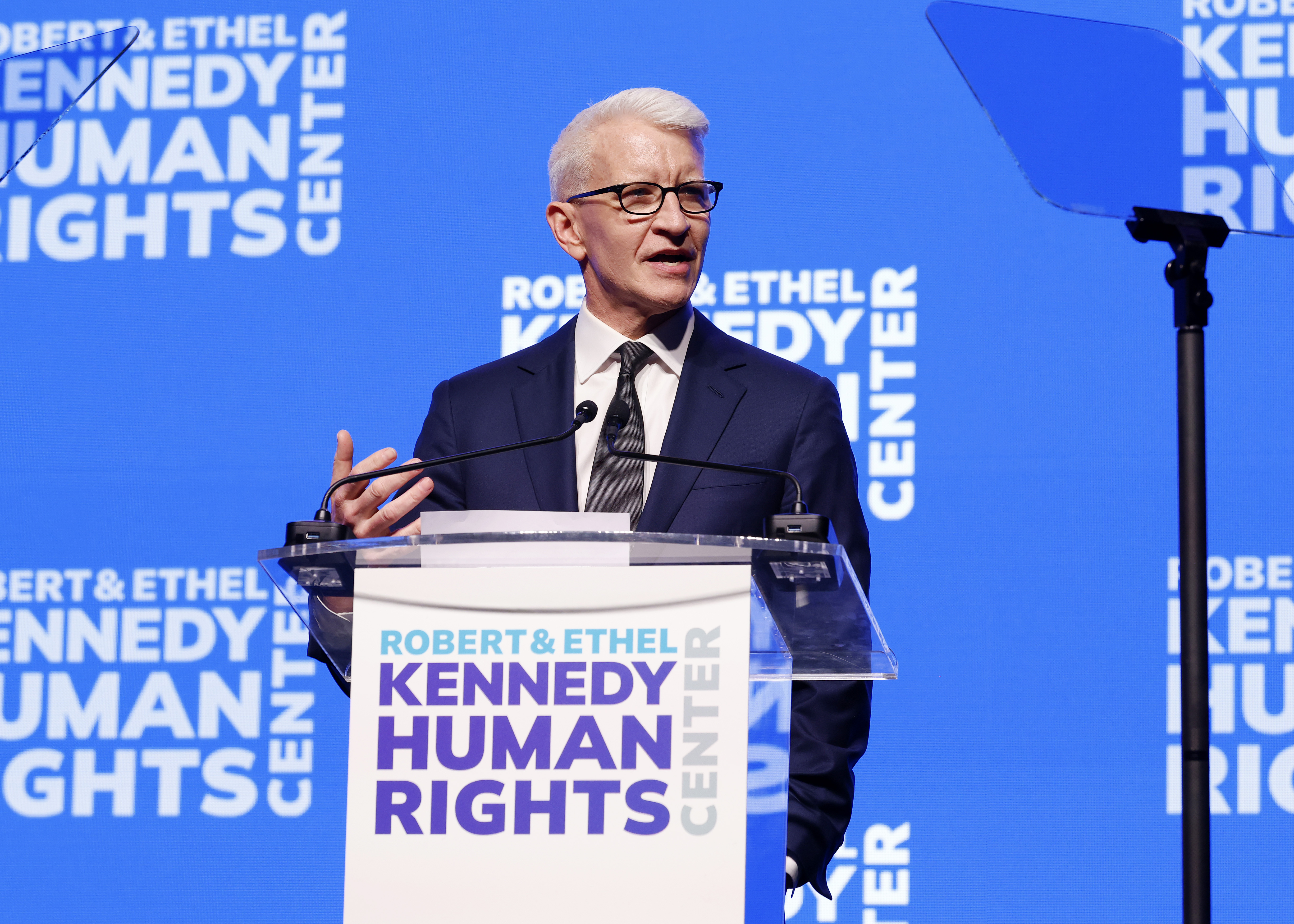 Anderson Cooper onstage during the Robert F. Kennedy Human Rights' 2025 Ripple of Hope Gala on December 9 in New York. | Source: Getty Images