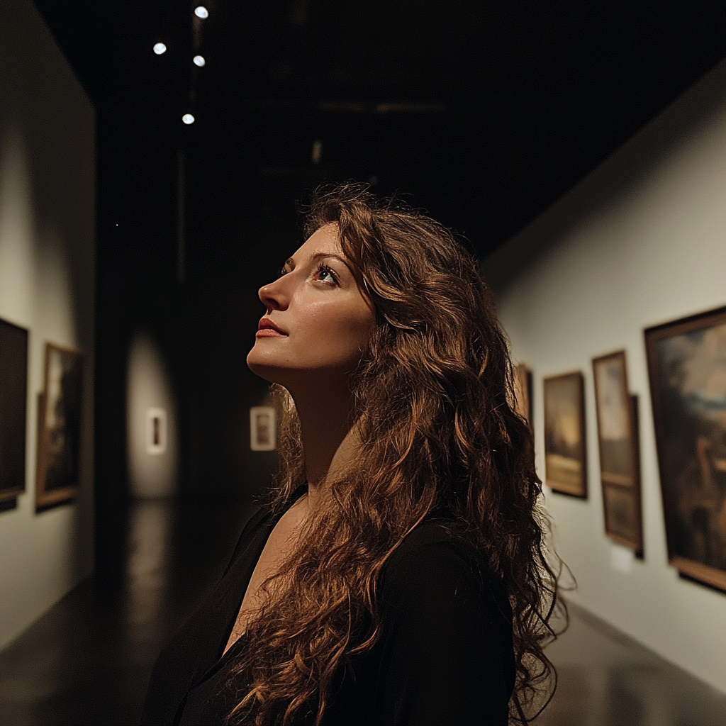 A woman standing in an art gallery | Source: no source