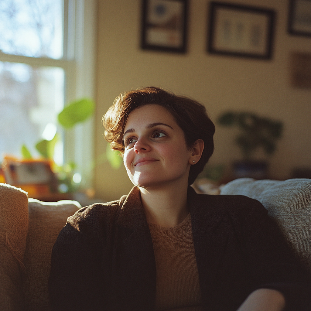 A happy woman in her home | Source: no source
