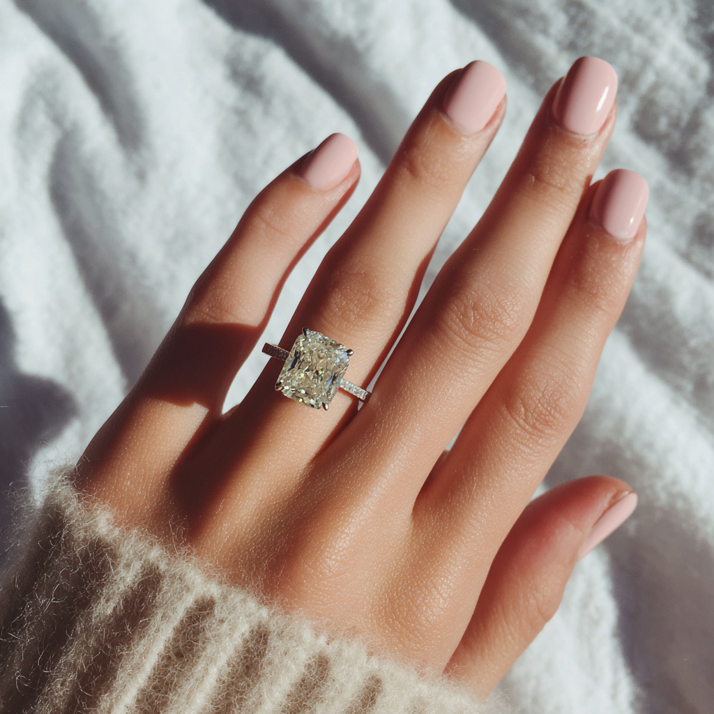 A woman showing off her engagement ring | Source: no source