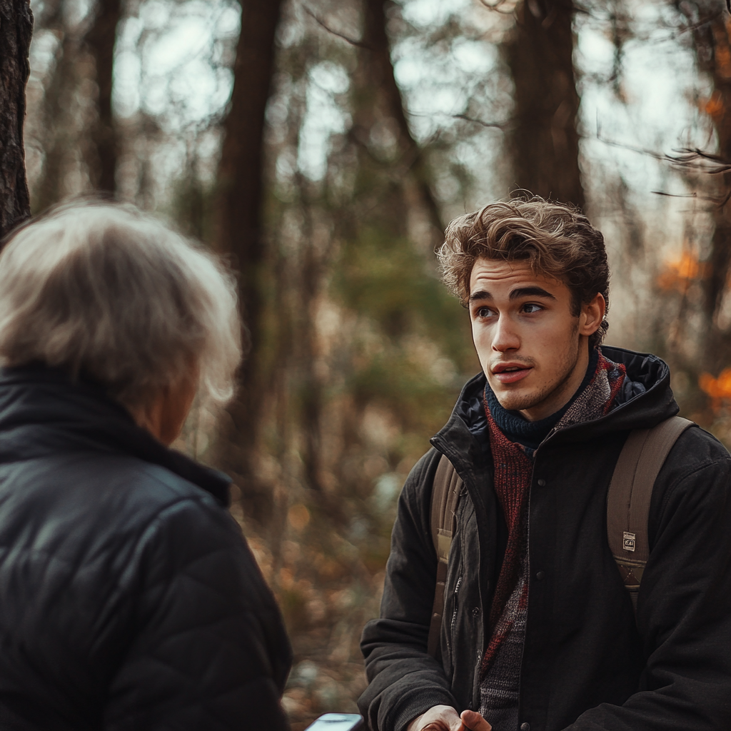 Son talking to his mom | Source: No source