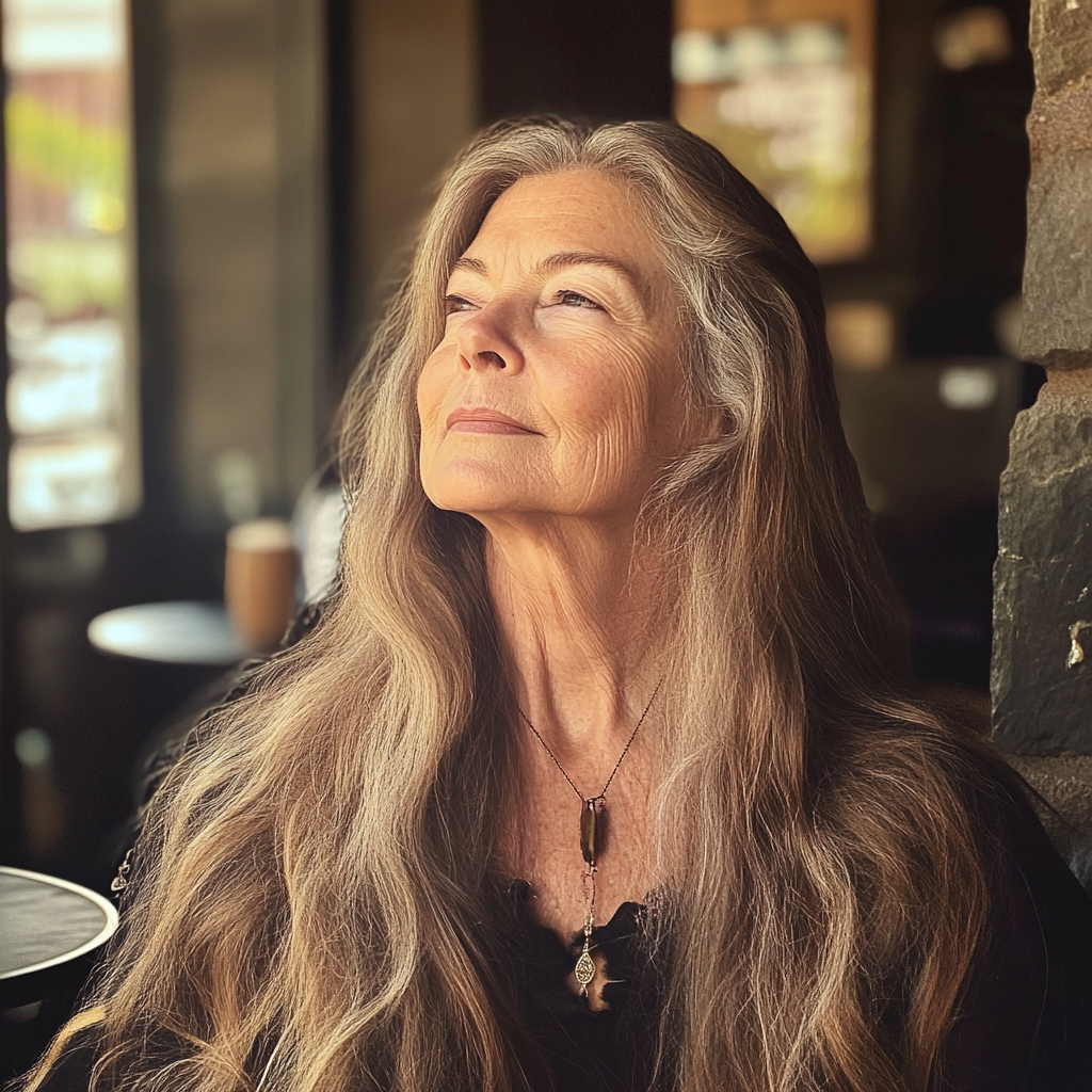 A woman sitting in a coffee shop | Source: No source