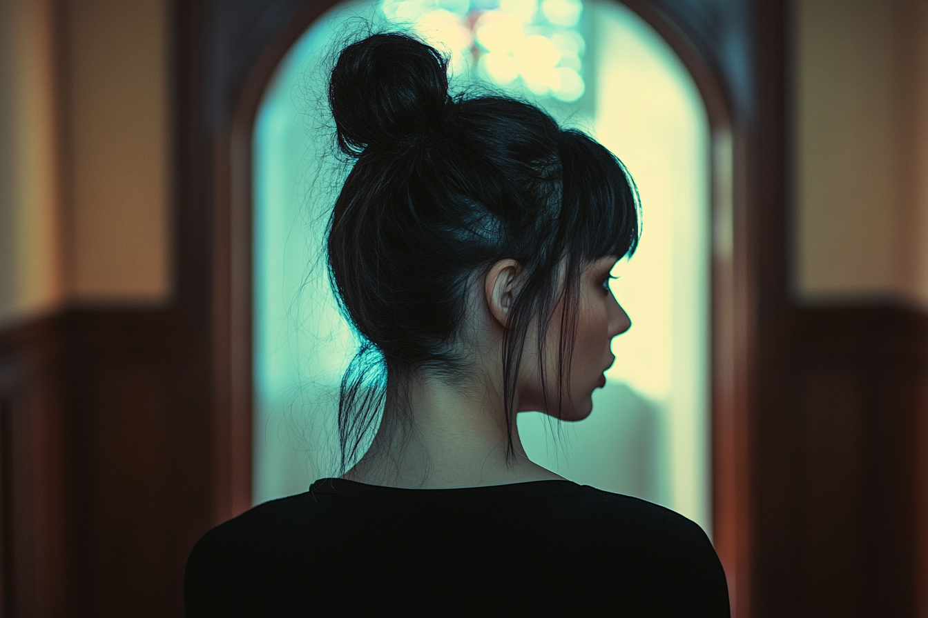 Confused woman listening in a hallway | Source: no source