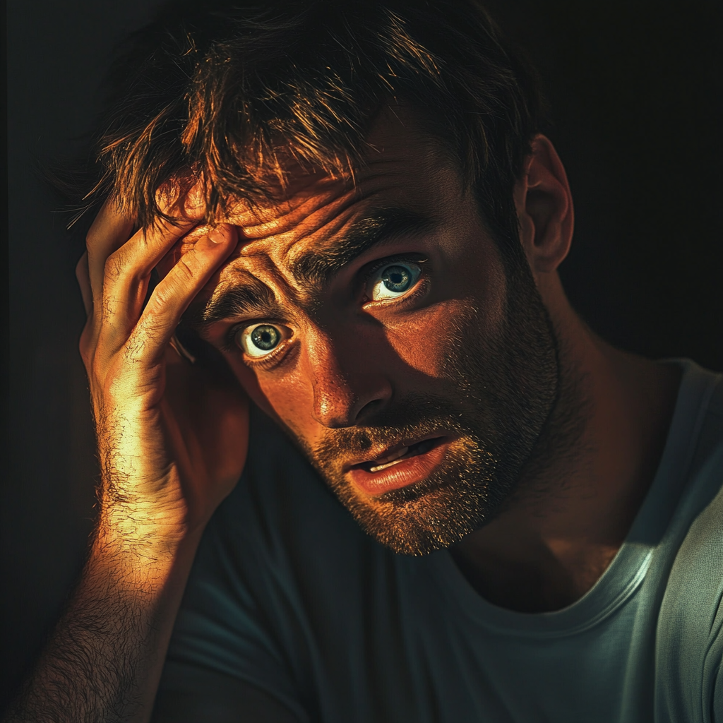 A trapped man looking shocked | Source: No source