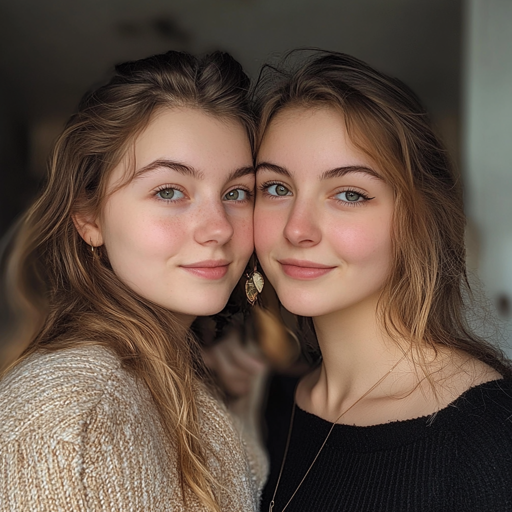 A close-up photo of sisters bonding | Source: No source