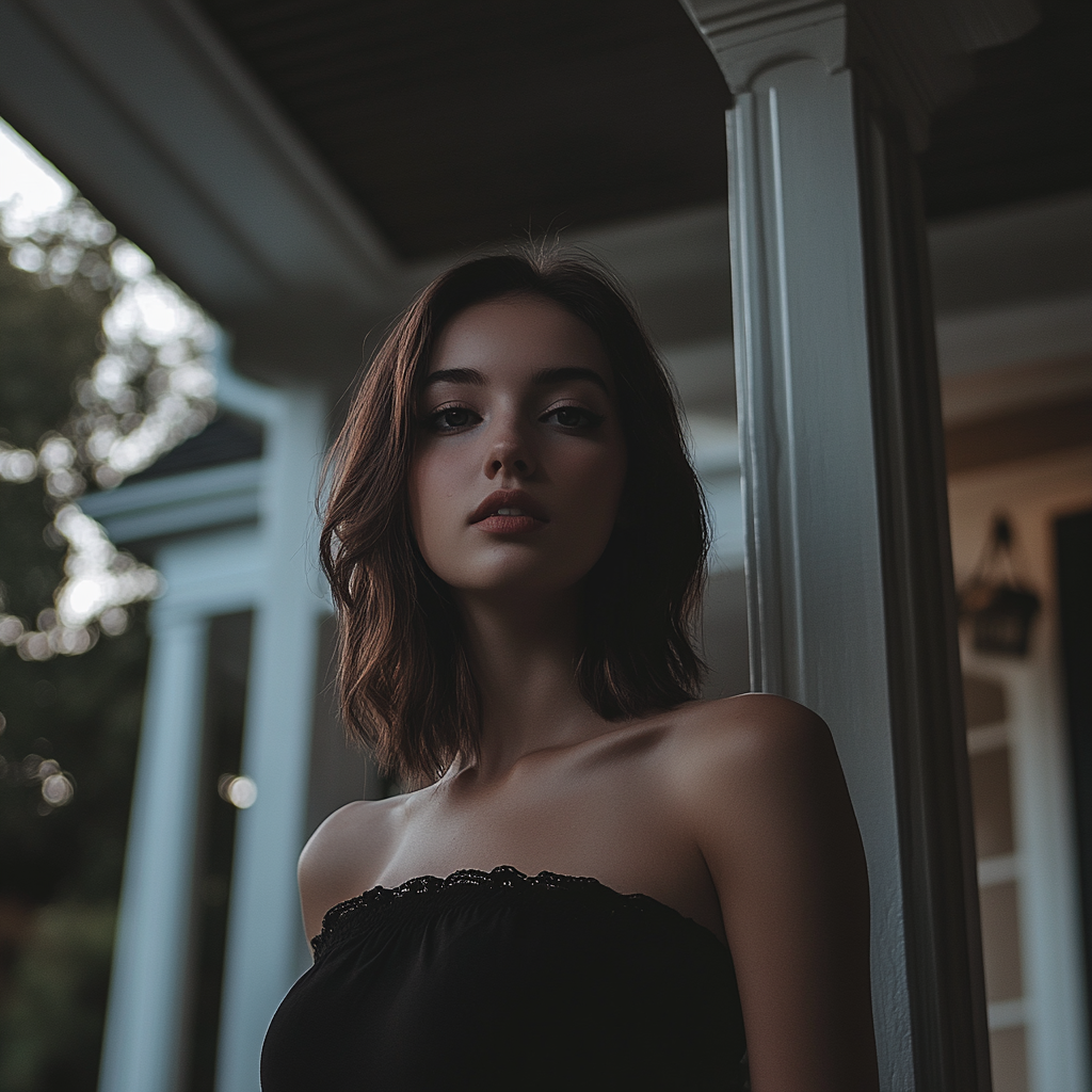 An arrogant woman standing on a porch | Source: no source