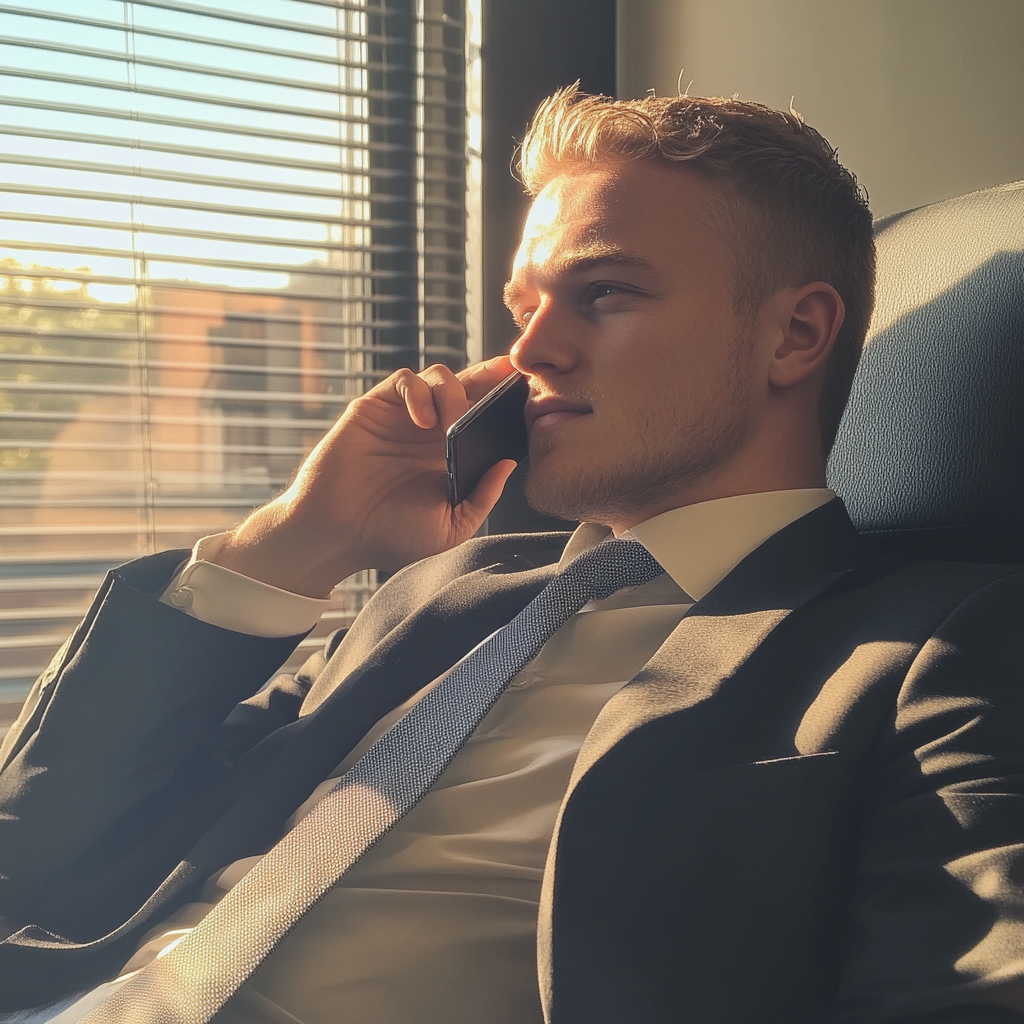 A man talking into a phone | Source: No source
