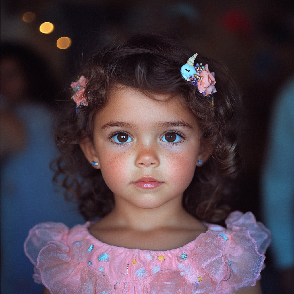 A little girl dressed for a party | Source: no source