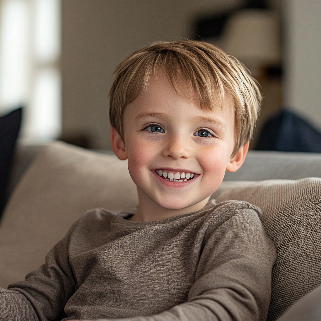 A boy sitting on a couch | Source: no source