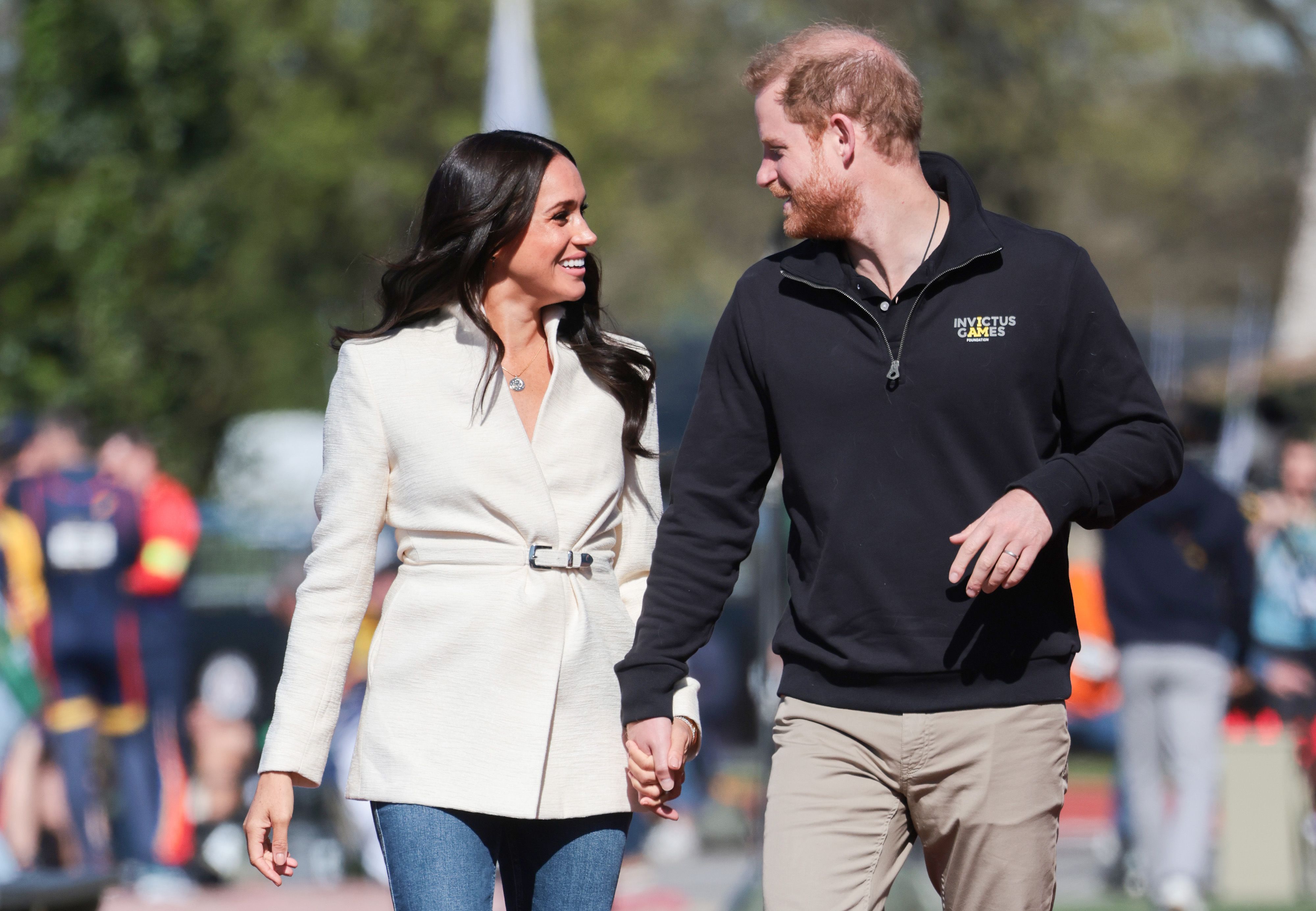 Meghan Markle and Prince Harry attend the Athletics Competition at Zuiderpark on April 17, 2022, in The Hague, Netherlands. | Source: Getty Images