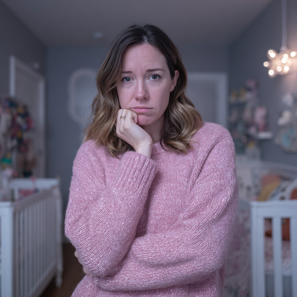 An upset woman standing in a nursery | Source:  no source