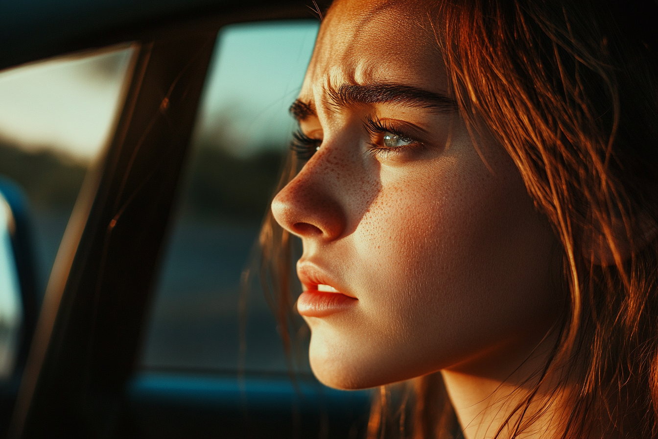 A concerned young woman in a car | Source: No source