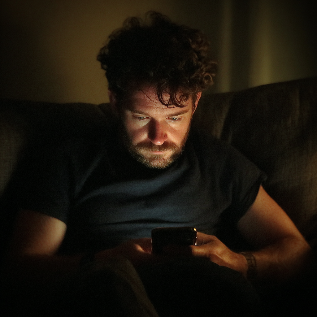 A man sitting on a couch and using his phone | Source: No source