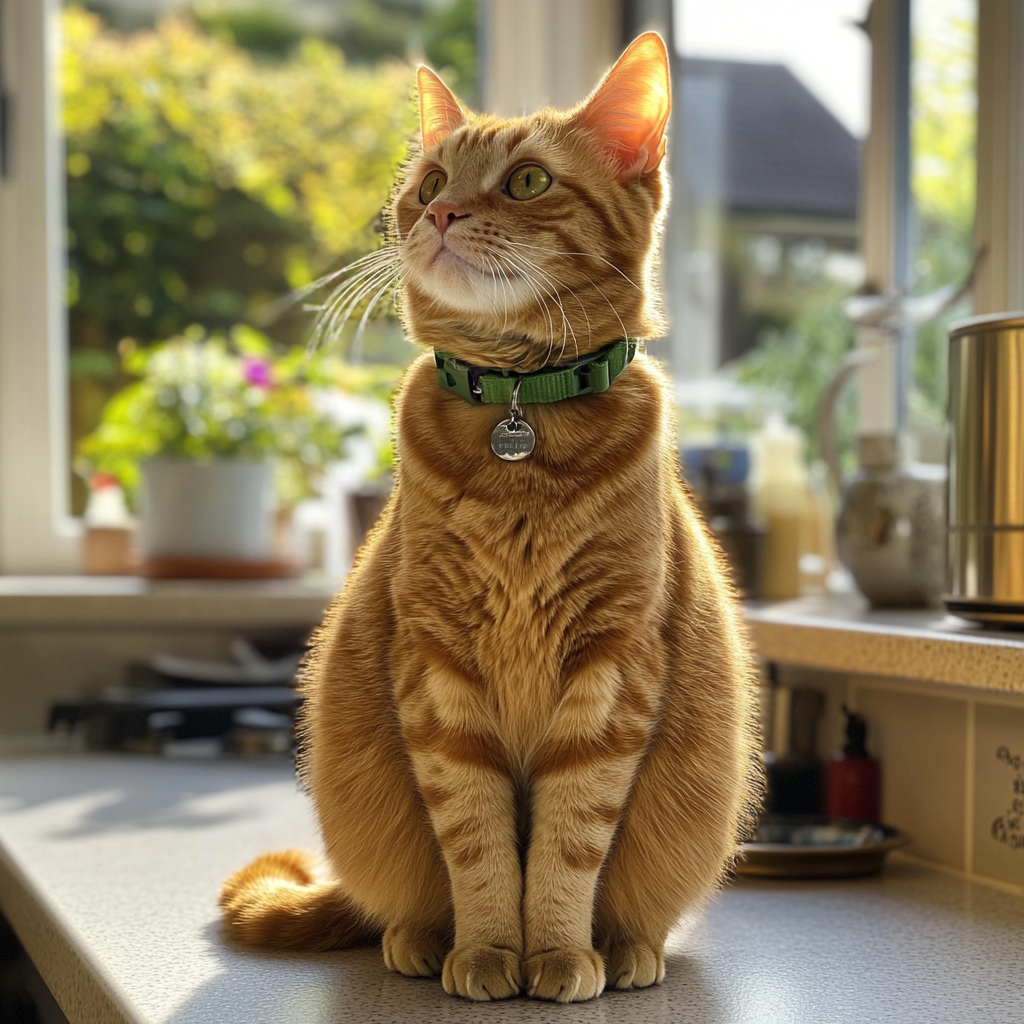 A ginger cat sitting on a kitchen counter | Source: No source