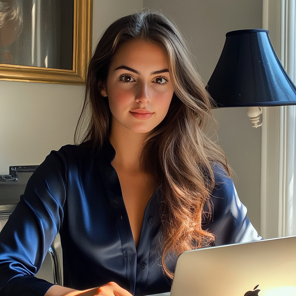 A young woman using a laptop | Source: No source