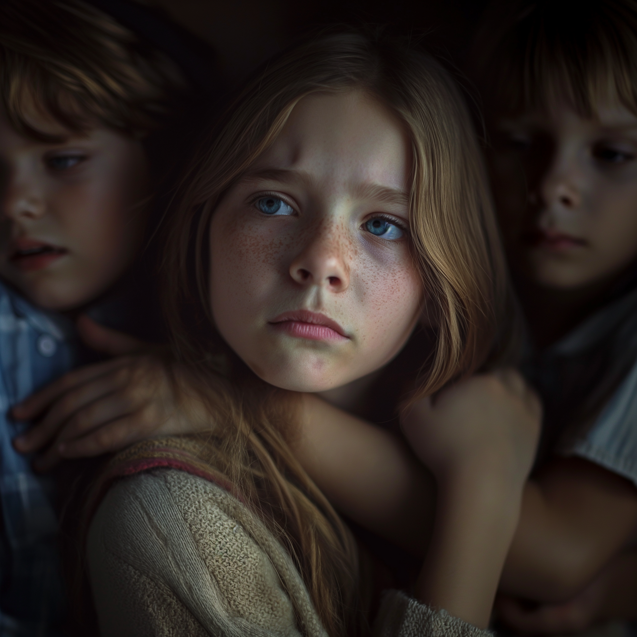 A girl with her brothers | Source: No source
