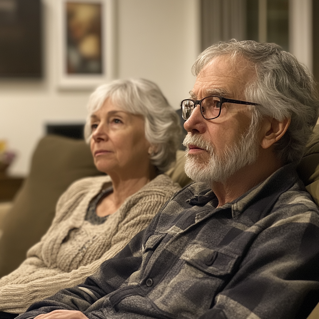 An elderly couple sitting on a couch | Source: No source