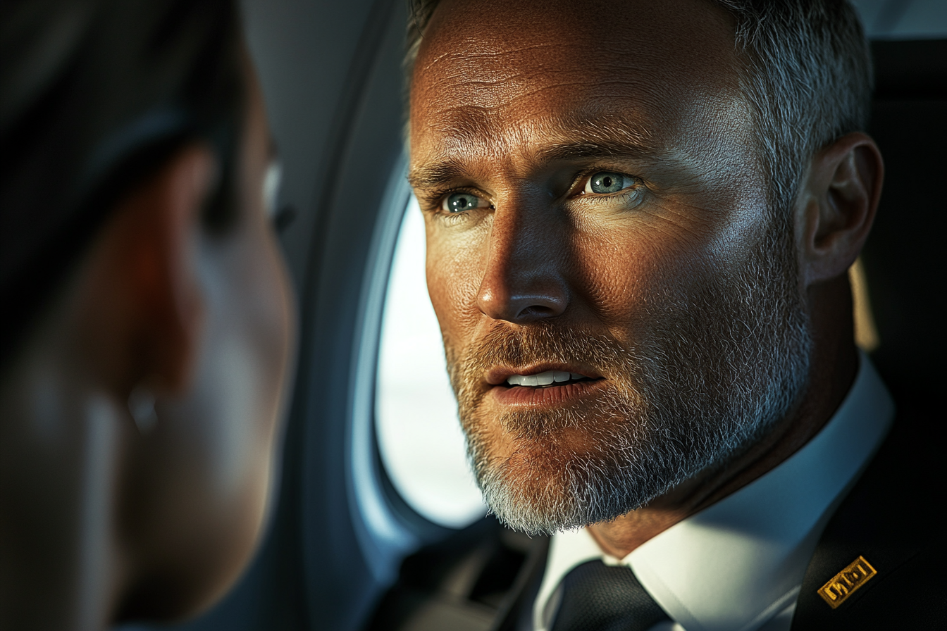 A pilot speaking to a woman | Source: No source