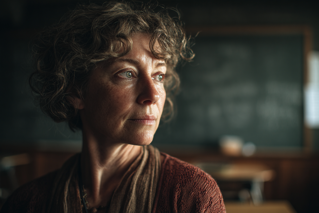 A woman standing in a classroom | Source: no source
