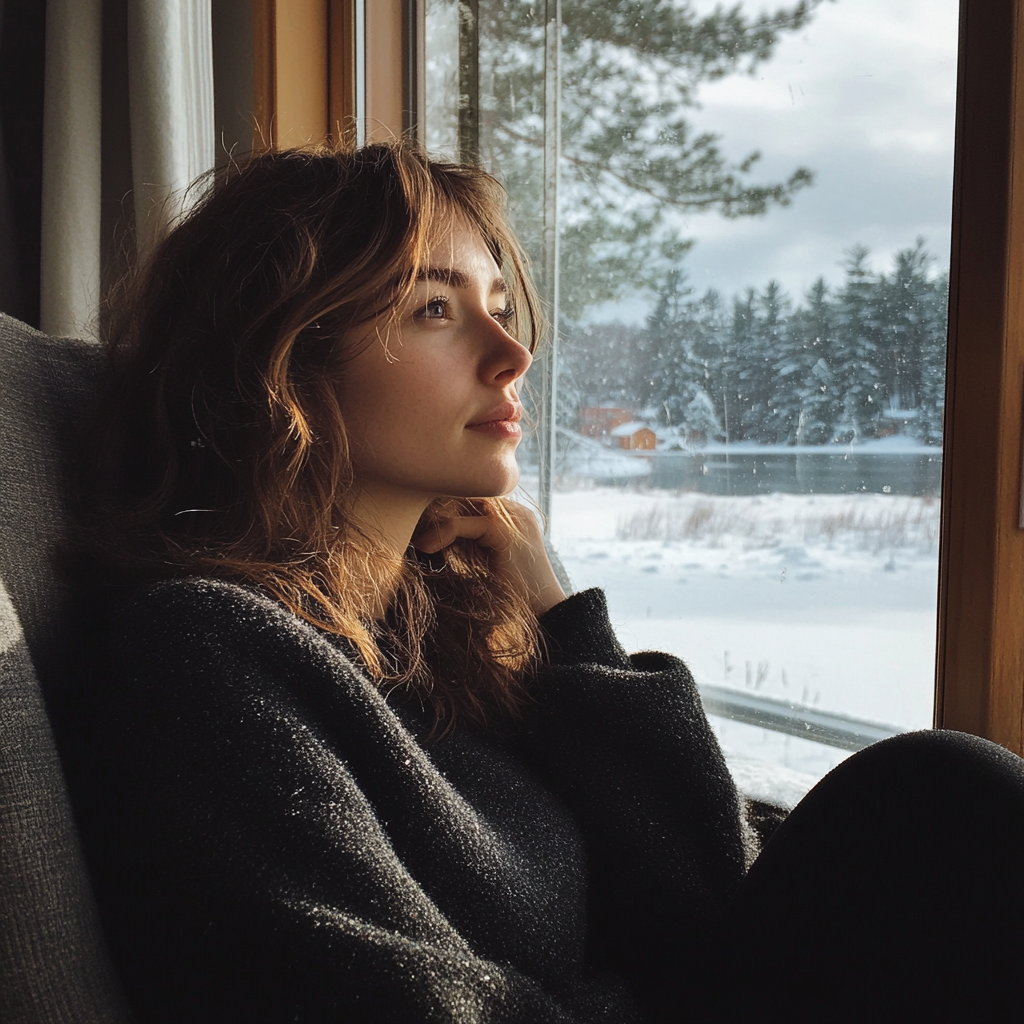 A woman sitting on a couch | Source: No source